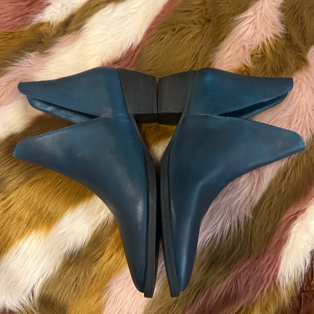 Free People Navy Leather Ankle Boots